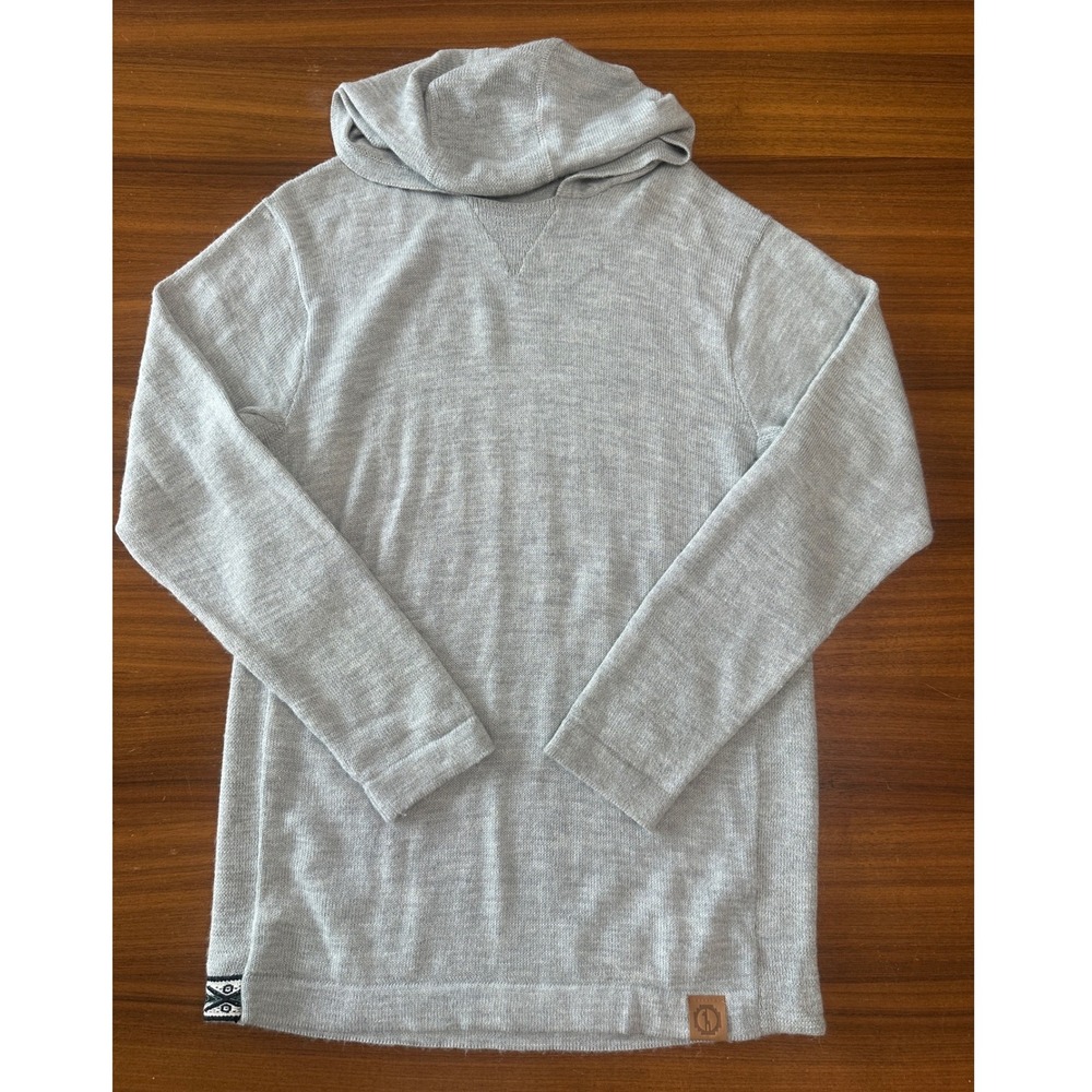 Paka Hoodie Royal Alpaca Blend Unisex Medium Light Grey Knit Pullover Sweater